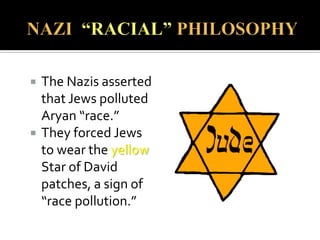  Asserted a section of the
Jewish skull and brain are
“abnormally developed”
indicating that Jews are
highly concerned with
money and finances.
 Nicholas Wade, (2014)
 ATroublesome Inheritance
 Jews posses a genetic
“adaptation to capitalism”
 