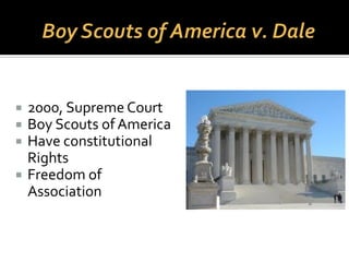  Former beauty queen &
Florida Orange Juice
Commission spokesperson,
 “Save Our Children”
campaign,
 Succeeded overturning gay-
rights ordinance,
 Dade Country, Florida, 1977,
 Reinstated, 1998
 