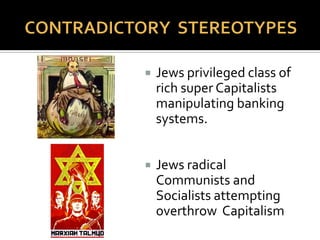  Around 1800 C.E.
 Began imagery of
lecherous Jew
 Predator of white
women and girls
 