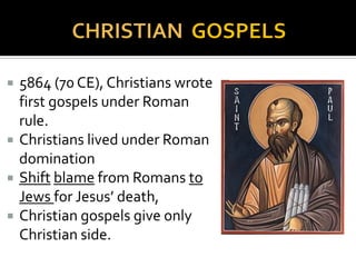  And Jesus said: “If God were your father, you
would love me…[but] your father is the devil and
you choose to carry out your father’s desires” (John
8:44).
 “TheJews…are Satan’s synagogue” (Revelation 2:9).
 “I will make those of Satan’s synagogue, who
claim to be Jews but are lying frauds, come and
fall down at your feet” (Revelation 3:9).
 