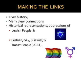  Throughout history, many dominant groups
 Represented target groups (sometimes called
“minoritized” groups)
 Negative ways to maintain control
 Expressed through:
 Myths, Stereotypes, Proverbs, Commentary,
Literature, Jokes, Epithets, Pictorial
Depictions, Other Forms.
 