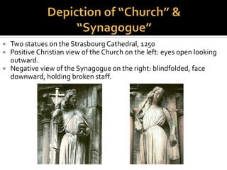 Jews themselves were almost always attacked following the
confiscation and burning of their sacred texts.
Pope Gregory IX ordered all copies of the
Jewish holy book, theTalmud,
confiscated, 1239
Pope John XXII ordered all copies of the
Talmud burned on eve of
Jewish Passover, 1322
 