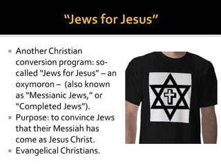  I received a brochure at my home in October 1997,
from a group called “MessiahToday” out ofWaverly
Hall, Georgia, insisting that I must “see the truth,” in
their terms.
“If you rejectJesus, you do so not because the facts are
lacking, but out of a choice not to believe the valid
evidence. It is not so much that you cannot believe, but
that you will not believe.Whether you will admit it or
not, Jesus is the Messiah on whom your eternal destiny
rests.”
 