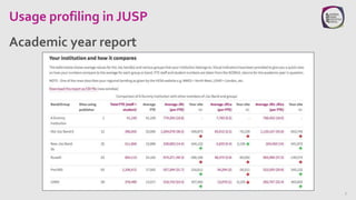 Usage profiling in JUSP
Academic year report
7
 