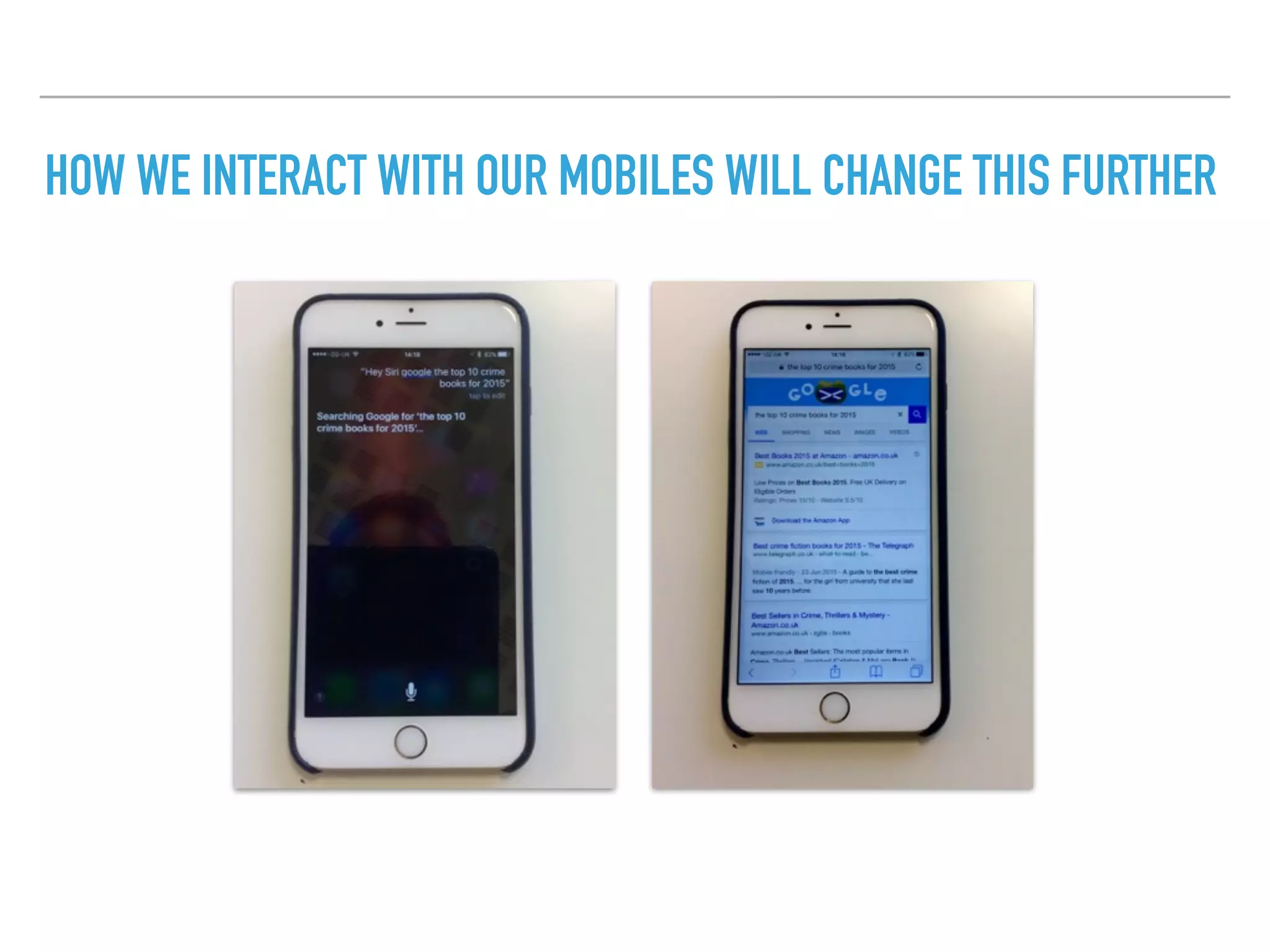 HOW WE INTERACT WITH OUR MOBILES WILL CHANGE THIS FURTHER
 