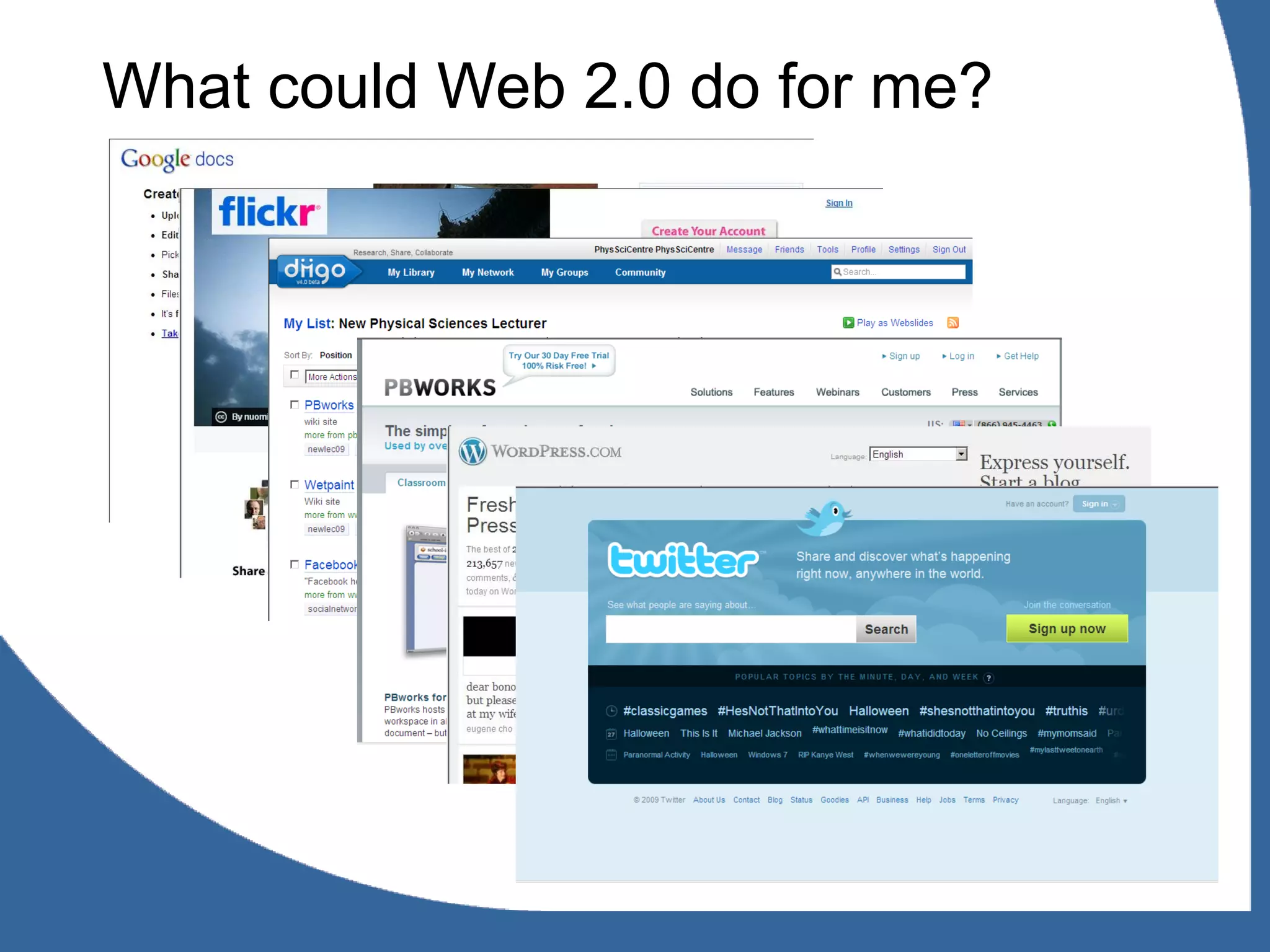 What could Web 2.0 do for me?
 