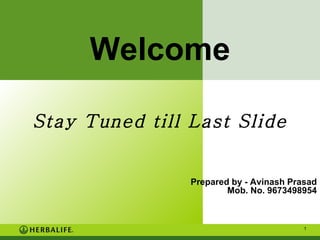 Welcome Stay Tuned till Last Slide Prepared by - Avinash Prasad Mob. No. 9673498954 