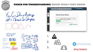 1.
2.
3.
Check for Understanding: Know what they know
bit.ly/boldvtc
 