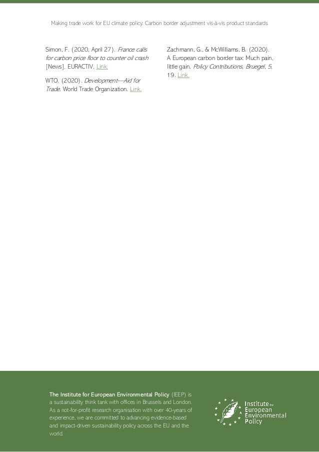 Making trade work for EU climate policy: Carbon border adjustment vis-à-vis product standards
Institute for European Envir...