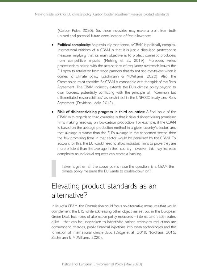 Making trade work for EU climate policy: Carbon border adjustment vis-à-vis product standards
Institute for European Envir...