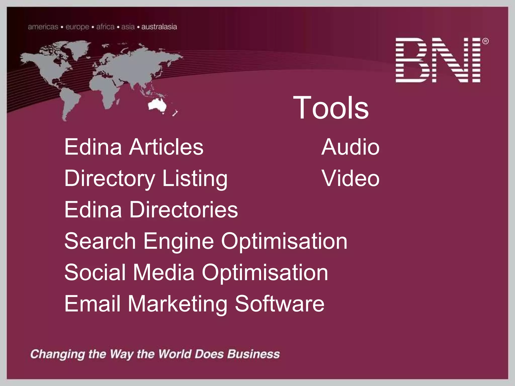 Tools Edina Articles Audio Directory Listing Video Edina Directories Search Engine Optimisation Social Media Optimisation Email Marketing Software 