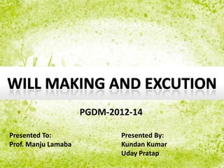 Presented To:
Prof. Manju Lamaba
Presented By:
Kundan Kumar
Uday Pratap
PGDM-2012-14
 