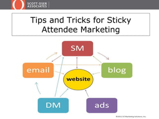 Tips and Tricks for Sticky 
Attendee Marketing 
Your Website Is Your Home Base 
 