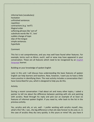 Making Your Implicit Knowledge Explicit And Specific Features Of Spoken ...