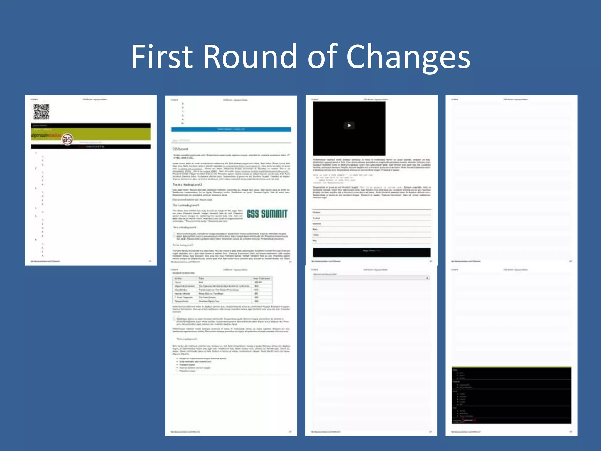 First Round of Changes
 