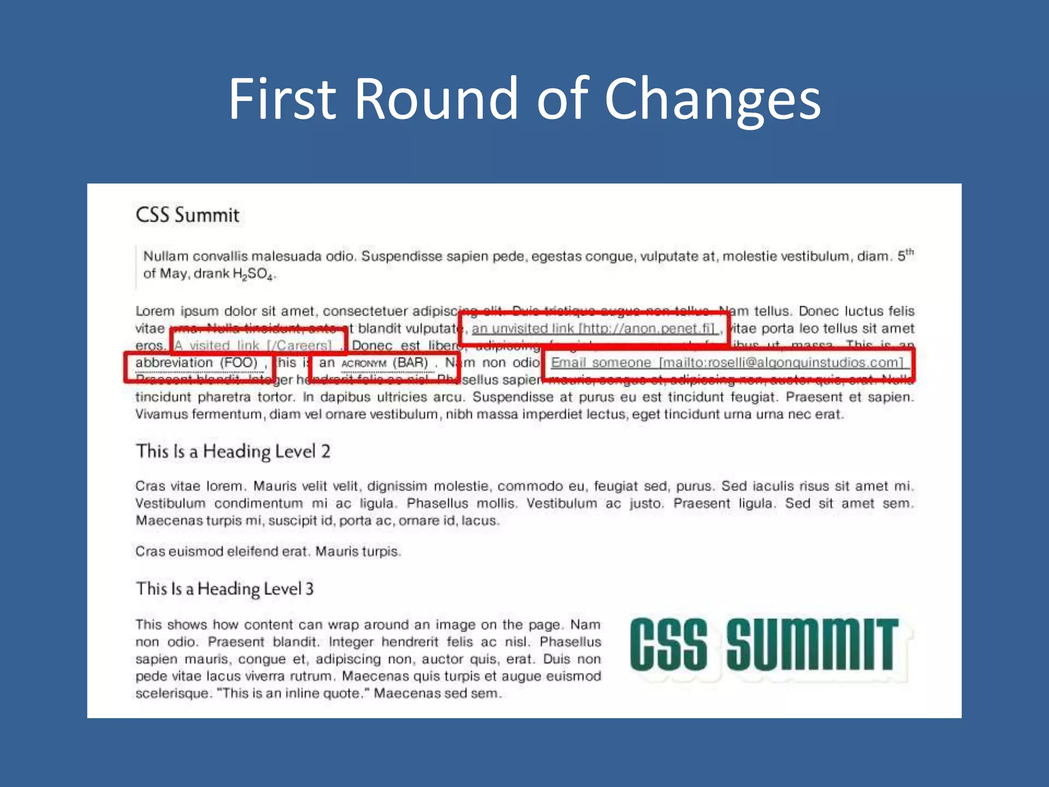 First Round of Changes
 