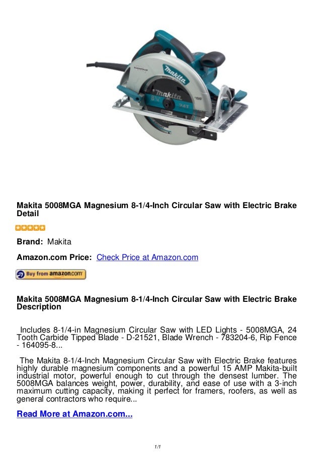 Makita 5008 mga magnesium 8 1 4inch circular saw with electric brake