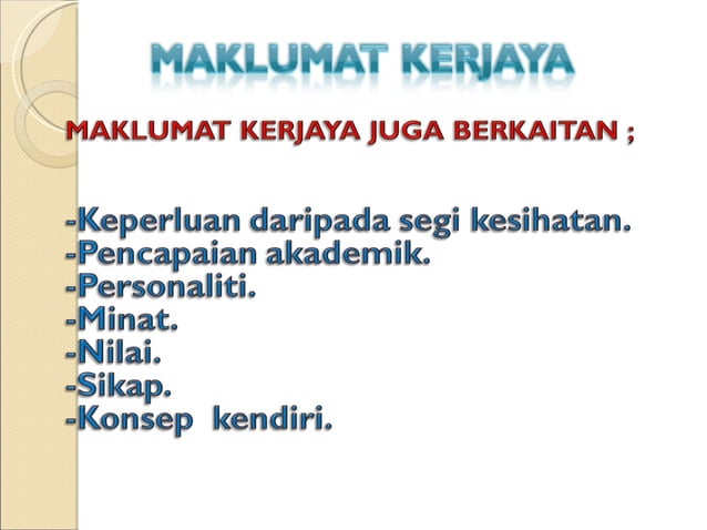 Maklumat Kerjaya Ppt