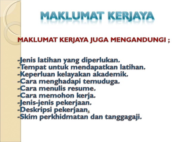Maklumat Kerjaya Ppt