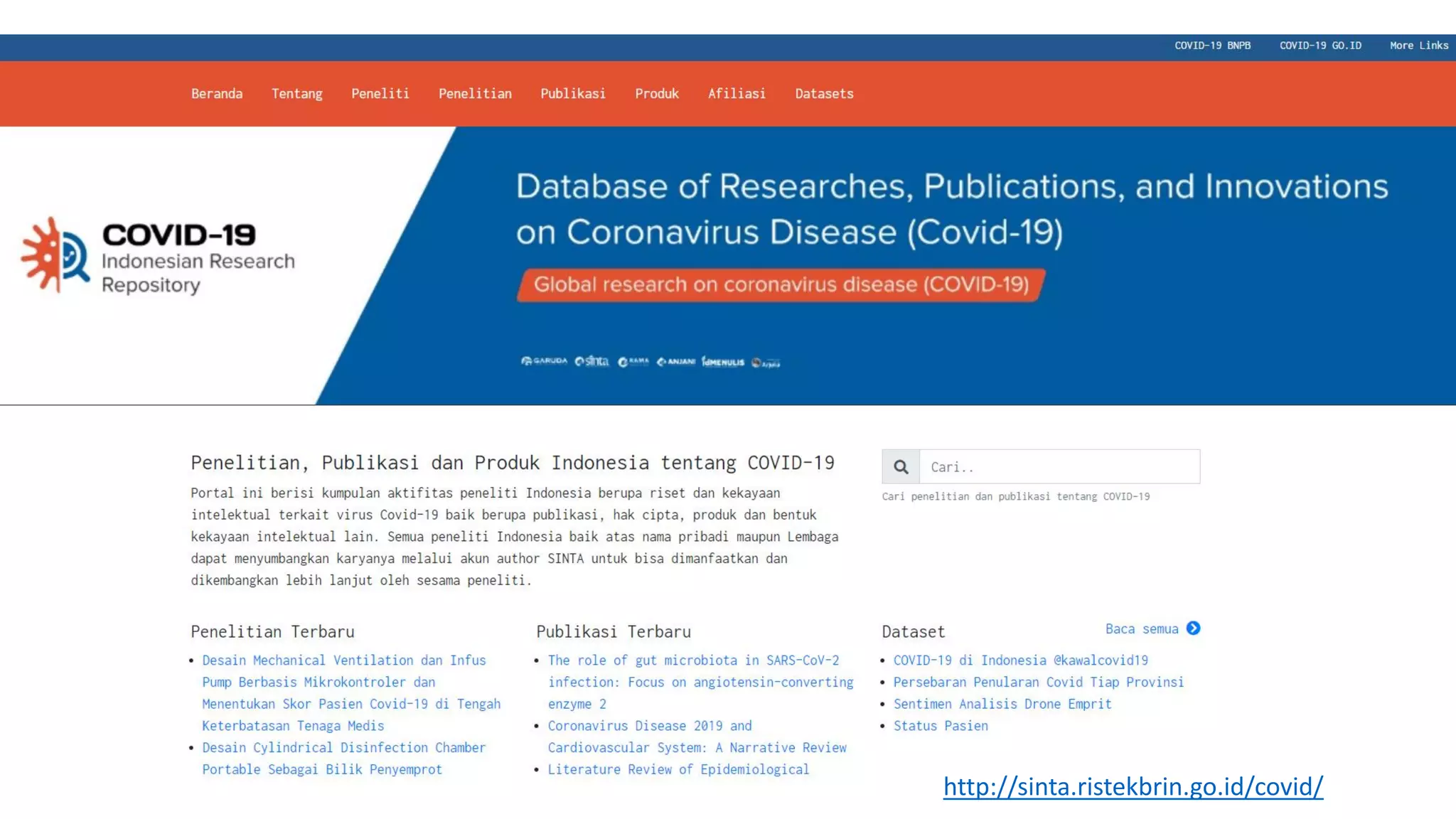 http://sinta.ristekbrin.go.id/covid/
 