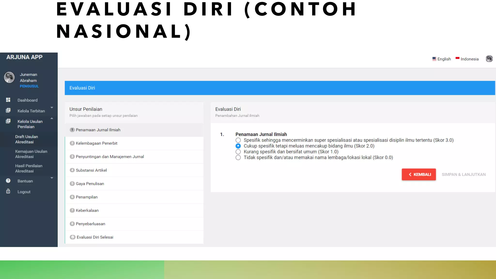 E V A L U A S I D I R I ( C O N T O H
N A S I O N A L )
 