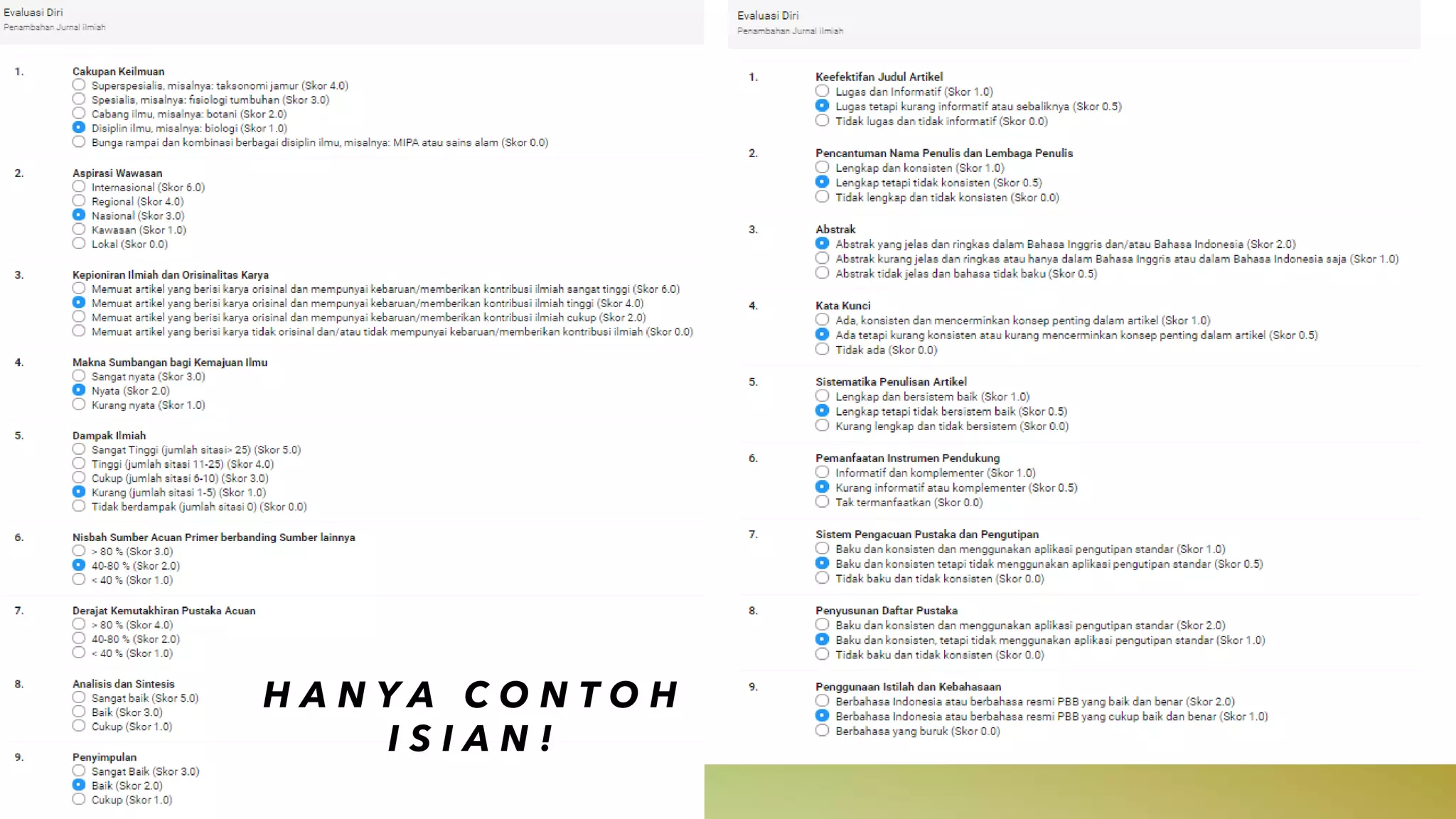 H A N Y A C O N T O H
I S I A N !
 