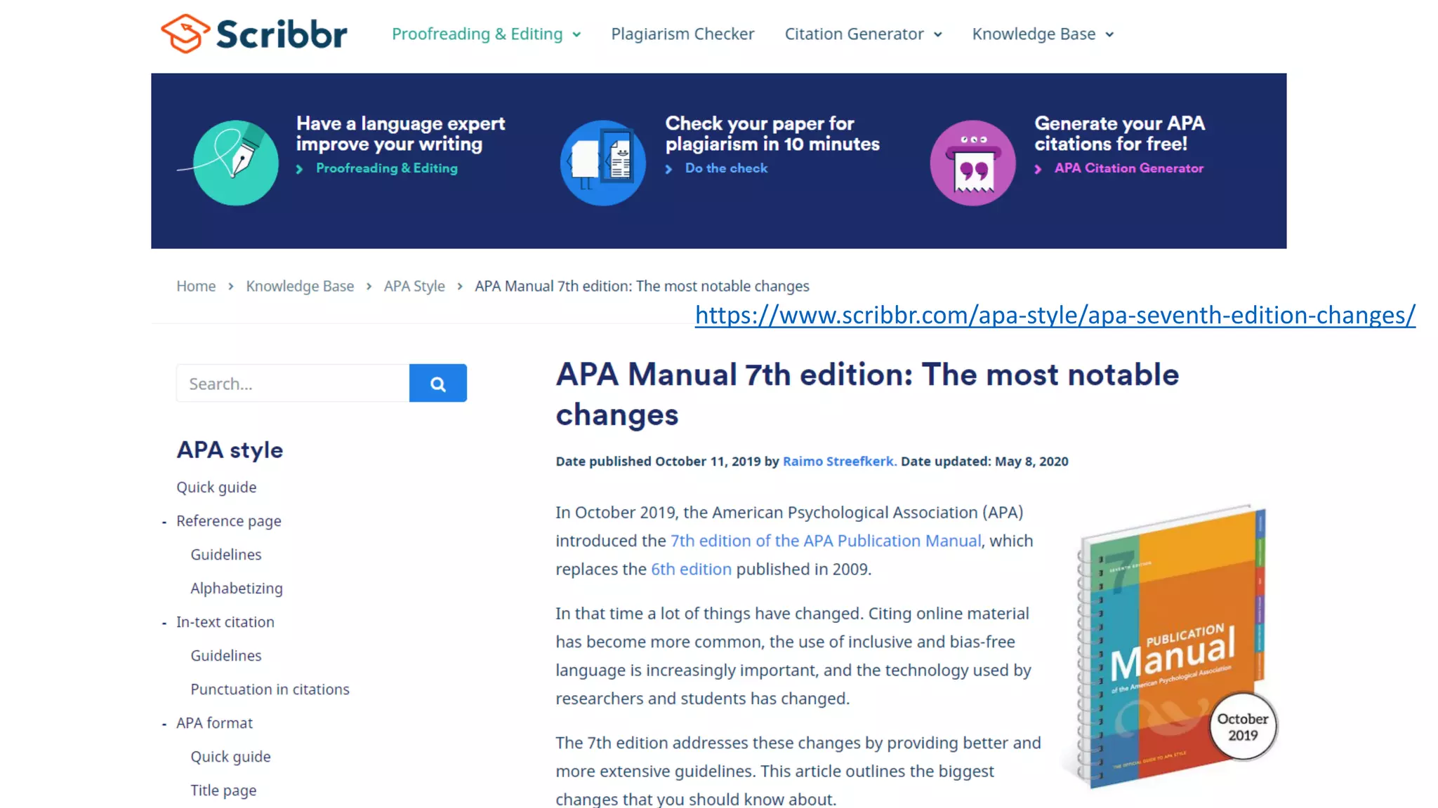 https://www.scribbr.com/apa-style/apa-seventh-edition-changes/
 