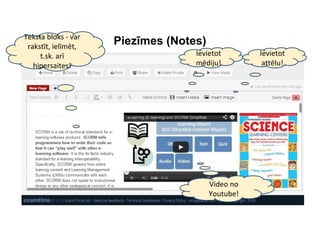 Piezīmes (Notes)
Video no
Youtube!
Ievietot
mēdiju!
Ievietot
attēlu!
Teksta bloks - var
rakstīt, ielīmēt,
t.sk. arī
hipersaites!
 