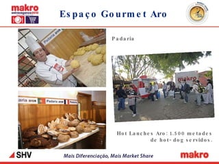 Espaço Gourmet Aro Hot Lanches Aro: 1.500 metades de hot- dog servidos. Padaria 