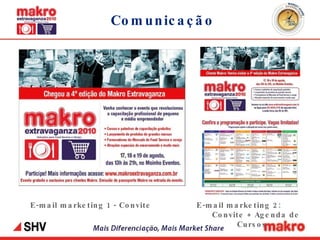 Comunicação E-mail marketing 1 - Convite E-mail marketing 2:  Convite + Agenda de Cursos 