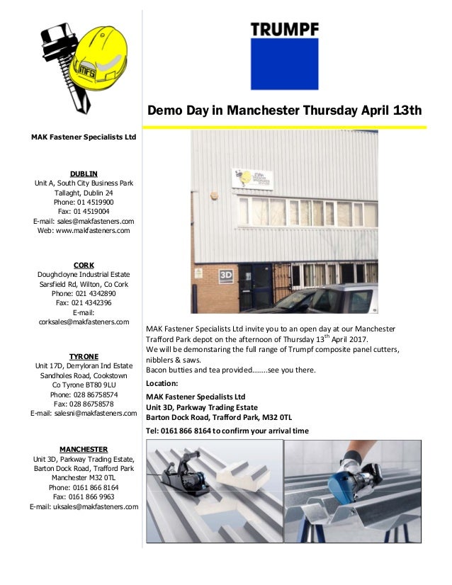 MAK Fasteners Manchester TRUMPF demo day