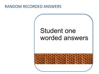 RANDOM RECORDED ANSWERS




              Student one
              worded answers
 