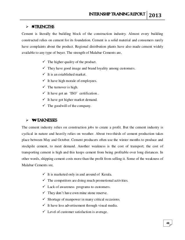 malabar cements internship report other words for internship