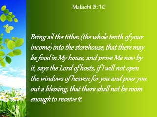 Bringall Malachi 3 10 that there will not be room power point church sermon | PDF