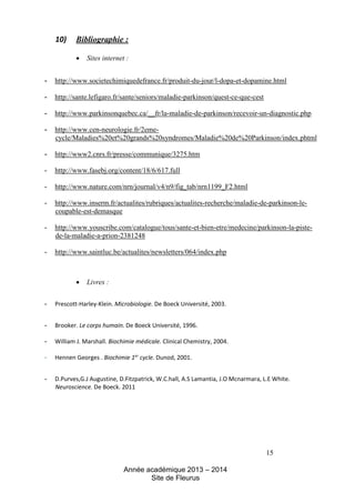 Année académique 2013 – 2014 
Site de Fleurus 
10) Bibliographie : 
 Sites internet : 
- http://www.societechimiquedefran...
