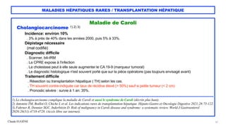 Claude EUGÈNE
MALADIES HÉPATIQUES RARES / TRANSPLANTATION HÉPATIQUE
Maladie de Caroli


Cholangiocarcinome 1) 2) 3)


-


...