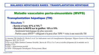 Claude EUGÈNE
MALADIES HÉPATIQUES RARES / TRANSPLANTATION HÉPATIQUE
Maladie vasculaire porto-sinusoïdale (MVPS)


Transpla...