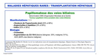 Claude EUGÈNE
MALADIES HÉPATIQUES RARES / TRANSPLANTATION HÉPATIQUE
Papillomatose des voies biliaires


Dénomination OMS (...