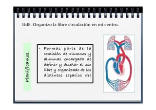 UdE. Organizo la libre circulación en mi centro.




                •   Formas parte de la
Planificamos.




                    comisión de alumnos y
                    alumnas encargada de
                    definir y diseñar el uso
                    libre y organizado de los
                    distintos espacios del
 