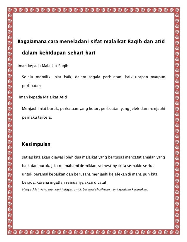 Malaikat Raqib Dan Atid