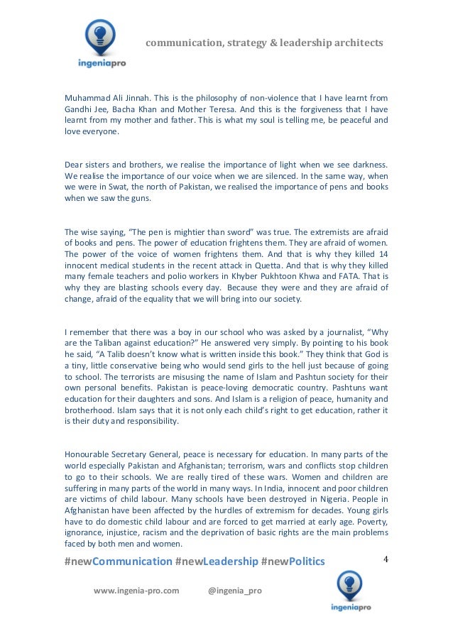 Malala Yousafzai Speech At The Un