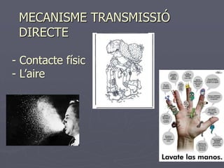 MECANISME TRANSMISSIÓ
 DIRECTE

- Contacte físic
- L’aire
 