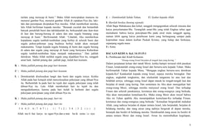 melata yang merayap di bumi.” Maka Allah menciptakan manusia itu
menurut gambar-Nya, menurut gambar Allah di ciptakan-Nya dia; laki-
laki dan perempuan diciptakan-Nya mereka. Allah memberkati mereka,
lalu Allah berfirman kepada mereka: “Beranak cuculah dan bertambah
banyak penuhilah bumi dan taklukkanlah itu, berkuasalah atas ikan-ikan
di laut dan burung-burung di udara dan atas segala binatang yang
merayap di bumi.” Berfirmanlah Allah: “Lihatlah, Aku memberikan
kepadamu segala tumbuh-tumbuhan yang berbiji di seluruh bumi dan
segala pohon-pohonan yang buahnya berbiji itulah akan menjadi
makananmu. Tetapi kepada segala binatang di bumi dan segala burung
di udara dan segala yang merayap di bumi yang bernyawa Kuberikan
segala tumbuh-tumbuhan hijau menjadi makanannya.” Dan jadilah
demikian. Maka Allah melihat segala yang dijadikan-Nya itu, sungguh
amat baik. Jadilah petang dan jadilah pagi, itulah hari keenam.
K : Maka jadilah petang dan pagi hari keenam.
U : Maka jadilah petang dan pagi hari keenam.
L : Demikianlah diselesaikan langit dan bumi dan segala isinya. Ketika
Allah pada hari ketujuh telah menyelesaikan pekerjaan yang dibuat-Nya
itu. Berhentilah Ia pada hari ke tujuh dari segala pekerjaan yang telah
dibuat-Nya itu. Lalu Allah memberkati hari ke tujuh itu dan
menguduskannya, karena pada hari itulah Ia berhenti dari segala
pekerjaan penciptaan yang telah dibuat-Nya itu.
K : Maka jadilah petang dan pagi, hari ini.
U : Maka jadilah petang dan pagi, hari ini.
5 6 4 | 5 . 6 | 7 6 7 | i . i | 7 i 2 | 3 4 . | 3 2 i | i i . ||
Allah me-li -hat karya ta- ngan-Nya dan a-mat ba-ik semu - a - nya
L : Demikianlah Sabda Tuhan. U: Syukur kepada Allah.
I: Marilah berdoa (hening sejenak)
Allah Bapa Mahakuasa dan kekal, sungguh mengagumkan seluruh rencana dan
karya penyelamatan-Mu. Terangilah umat-Mu yang telah Engkau tebus agar
memahami bahwa karya penciptaan-Mu pada awal mula sungguh agung,
namun lebih agung karya penebusan kami yang berlangsung sampai pada
kepenuhan masa dalam kurban Paskah Kristus, yang hidup dan berkuasa,
sepanjang segala masa.
U: Amin.
BACAAN KEDUA: Kel. 14:15-15:1
L: Pembacaan dari Kitab Keluaran.
“Orang-orang Israel berjalan di tengah laut yang kering.”
Dalam perjalanan keluar dari tanah Mesir, ketika hampir tersusul oleh pasukan
Firaun, ketakutanlah orang-orang Israel dan berseru-seru kepada Tuhan. Maka
berfirmanlah Tuhan kepada Musa, “Mengapa engkau berseru-seru demikian
kepada-Ku? Katakanlah kepada orang Israel, supaya mereka berangkat. Dan
engkau, angkatlah tongkatmu, dan ulurkanlah tanganmu ke atas laut dan
belahlah airnya, sehingga orang Israel dapat masuk ke tengah-tengah laut dan
berjalan di tanah yang kering. Dan sementara itu Aku akan menegarkan hati
orang-orang Mesir, sehingga mereka menyusul orang Israel. Dan terhadap
Firaun dan seluruh pasukannya, keretanya dan orang-orangnya yang berkuda,
Aku akan menyatakan kemuliaan-Ku. Maka orang Mesir akan insyaf bahwa
Aku ini Tuhan apabila Aku menampakkan kemuliaan-Ku terhadap Firaun,
keretanya dan orang-orangnya yang berkuda.” Kemudian bergeraklah malaikat
Allah, yang tadinya berjalan di depan tentara Israel, lalu berpindah, berjalan di
belakang mereka; dan tiang awan yang tadinya bergerak di depan mereka,
beranjak dan berdiri di belakang mereka. Demikianlah tiang awan itu berdiri di
antara tentara Mesir dan orang Israel. Awan itu menimbulkan kegelapan,
5
 
