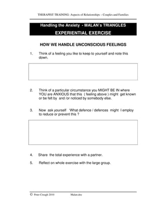 Malan Triangle Malan- Aspects of Therapy -Handling the Anxiety | PDF