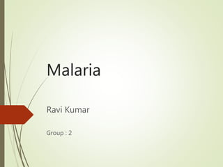 Malaria
Ravi Kumar
Group : 2
 