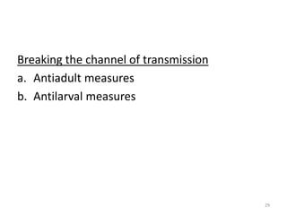 Breaking the channel of transmission
a. Antiadult measures
b. Antilarval measures
29
 