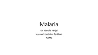 Malaria
Dr. Kamala Sanjel
Internal medicine Resident
NAMS
 