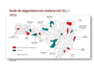 Rede de diagnóstico da malária em SC,
2016
Fonte: DIVE
 