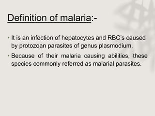 malarial fever and its management and preventable measures PPT malarial fever and its management and preventable measures PPT