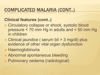 Malaria clinical features | PPTX